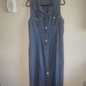 Elegant Sleeveless Denim Maxi Dress